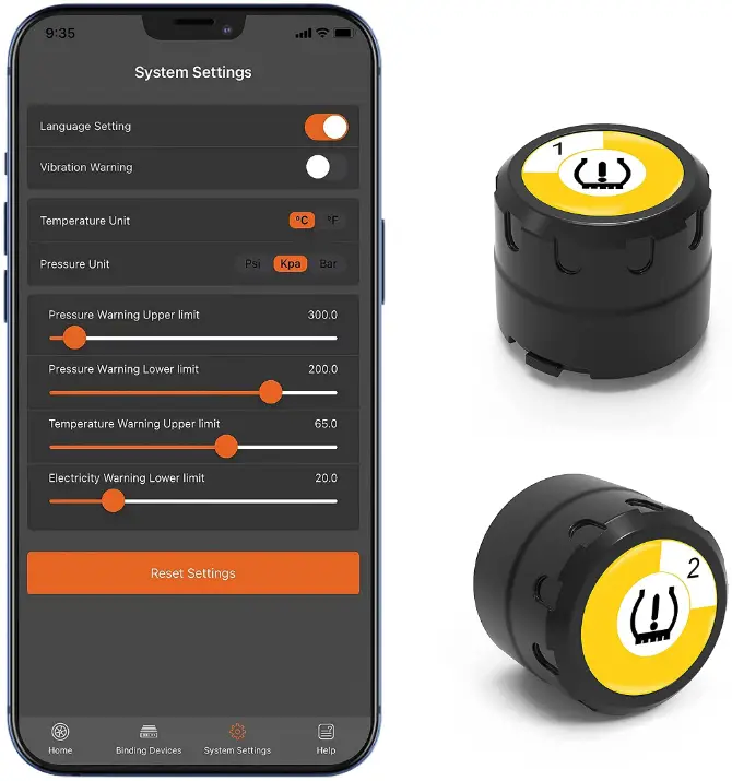WISTEK B6T Bluetooth Tire Pressure Monitoring System