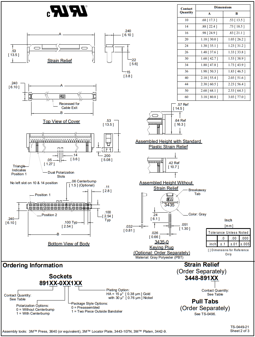 3M 891 Series Preassembled Wiremount Socket - Preassembled