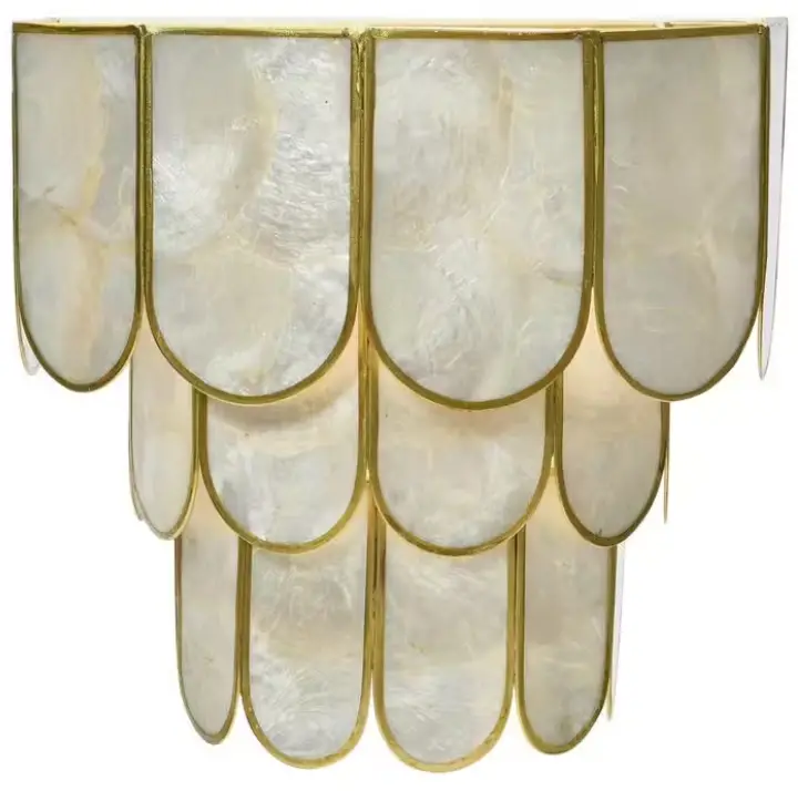 3R Studios EC1251 Capiz and Metal Tiered Wall Sconce