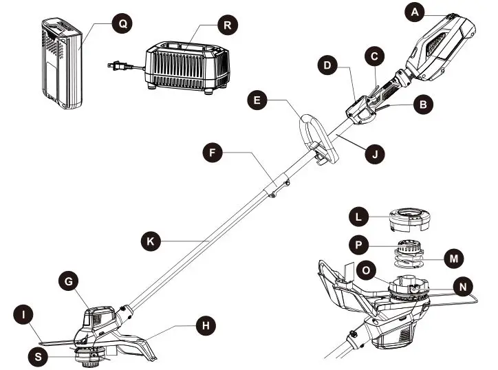 4V Lithium-ion Brushed String Trimmer KST 2540-06 - PACKAGE CONTENTS