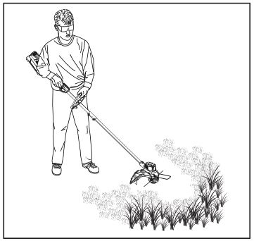 4V Lithium-ion Brushed String Trimmer KST 2540-06 - Trim only when the grass and weeds are dry