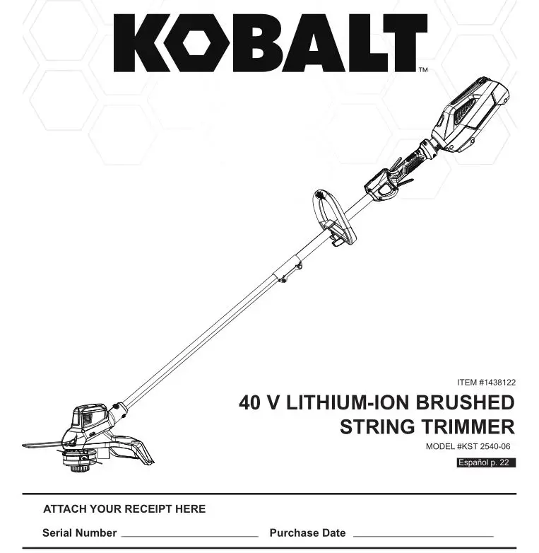 4V Lithium-ion Brushed String Trimmer KST 2540-06 User Manual