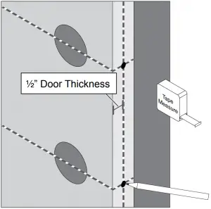 Measure and mark 1 2 door thickness