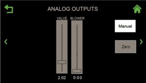 DEFAULT MODE Analog Outputs Screen