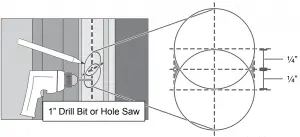 For the bolt strike, measure, mark and drill