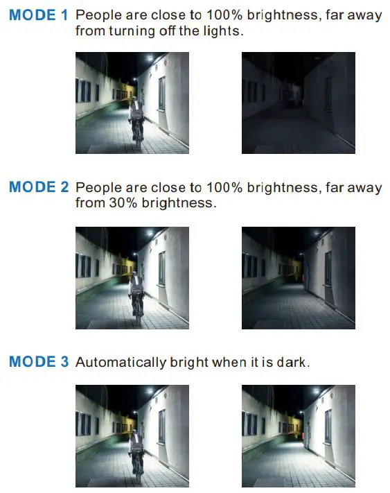 A-ZONE 150W-US24 Solar Street Light User Manual - PIR MOTION SENSING MODE