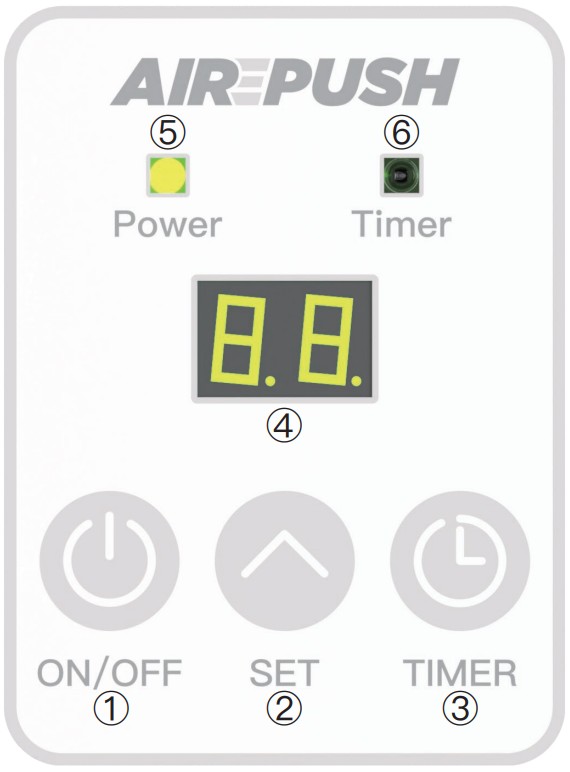 AIREPUSH HTA15 Kickspace Heater - Programming