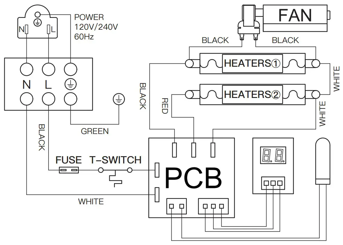 AIREPUSH HTA15 Kickspace Heater - Wiring Diagram