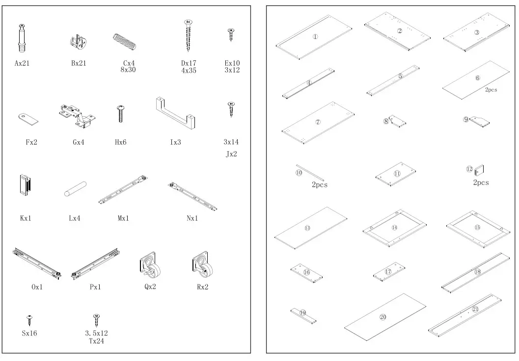 ANGELES HOME M51-8KC983GR Gray Wood Top Small Rolling Kitchen Island Cart - fig