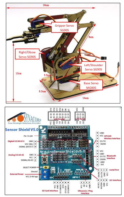 ARDUINO Ks0198 Keyestudio 4DOF Robot Mechanical Arm Kit - Circuit Diagram
