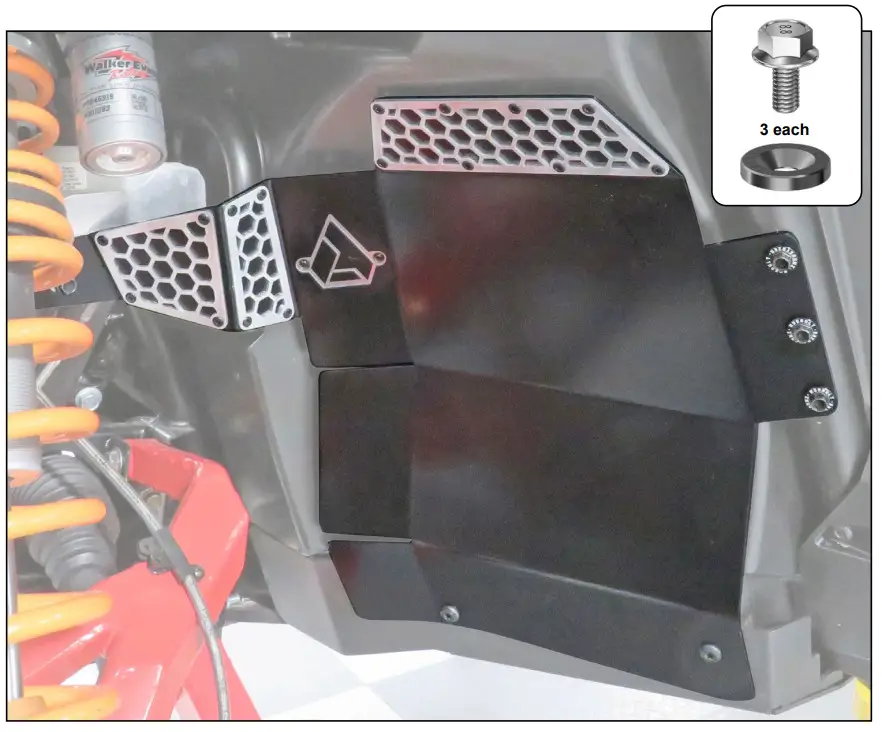 ASSAULT Polaris RZR XP Inner Fender Guards - Driver Plate with hardware