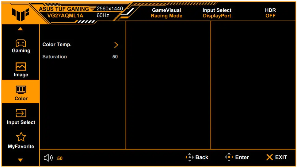 ASUS VG27AQML1A Series TUF Gaming Monitor - Color