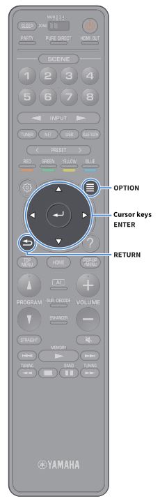 AV Pre-Amplifier CX-A5200 - OPTION, Cursor keys ENTER, RETURN (Remote Control Buttons)