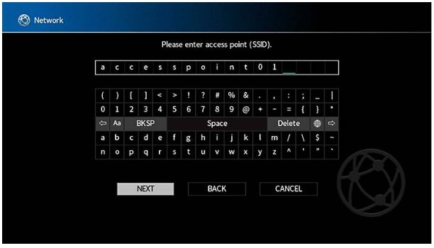 AV Pre-Amplifier CX-A5200 - Use the cursor keys and ENTER to enter the SSID