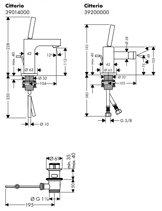 AXOR Citterio 39200000 Bidet Mixer - fig9