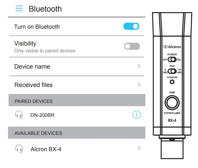Alctron BX 4 Bluetooth Audio Receiver - Reed And Blue light flash