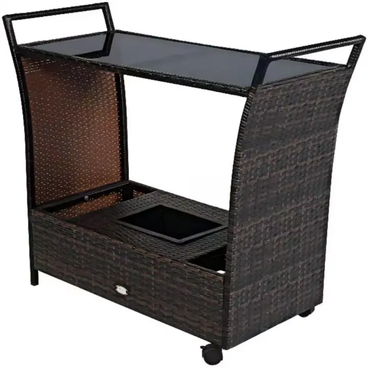 Alpulon-ZY1C0337-Brown-Wicker-Outdoor-Rolling-Bar-Serving-Cart-PRO