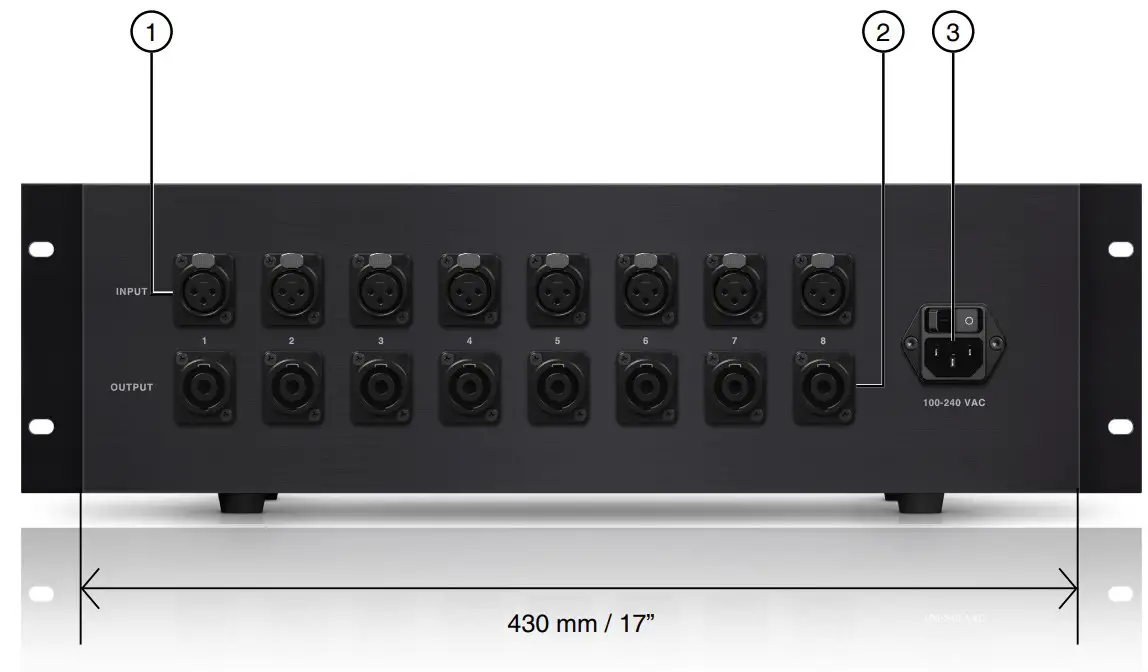 Amp400.8 Amphion Introduces Amplifier - Back panel connections