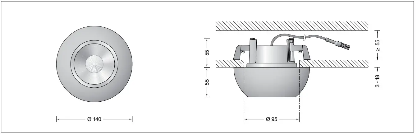 BEGA 50 906.5 Recessed Ceiling Downlight for Indoor Use - indoor