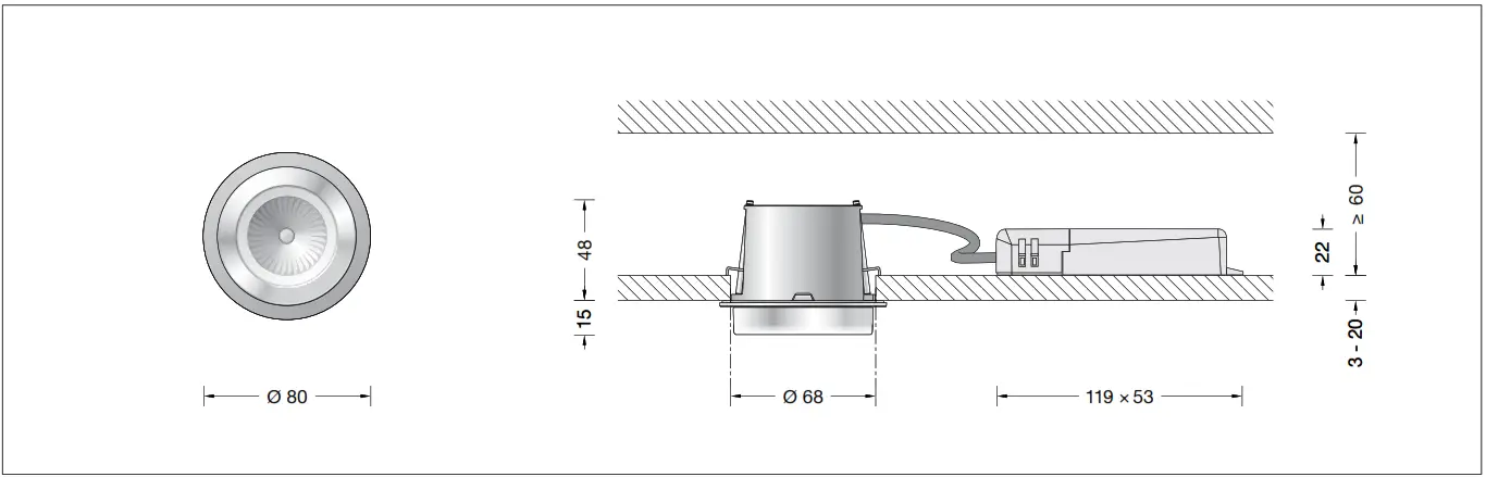 BEGA 50711.4 Recessed Ceiling Luminaire for Indoor Use - Fig1