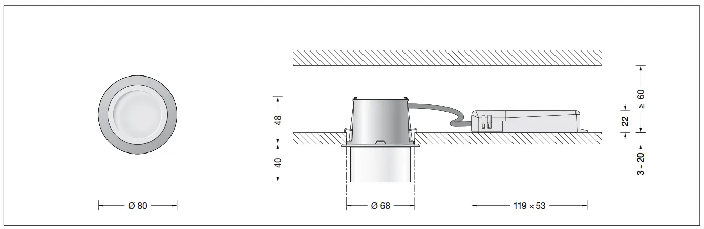 BEGA 50717.4 Recessed Ceiling Luminaire for Indoor Use - Fig1
