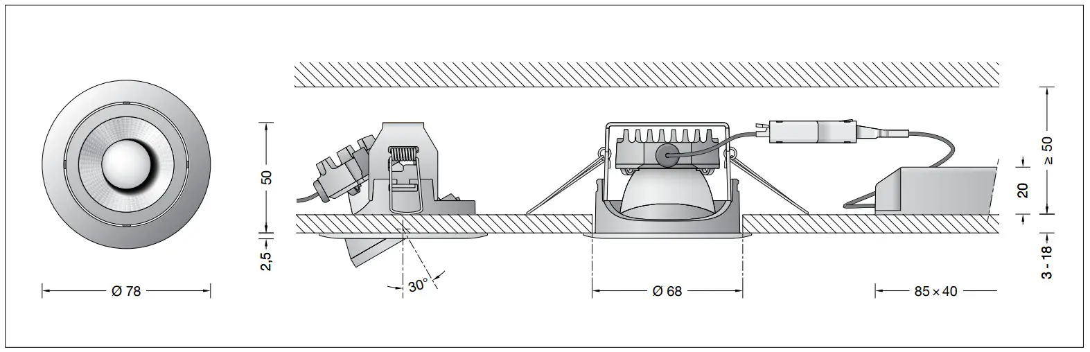 BEGA 51106.1 Recessed Ceiling Downlight for Indoor Use - indoor