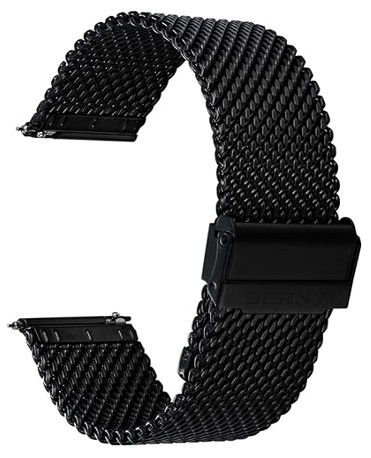 BERNY MS18-SSRW-HSS Stainless Steel Mesh Watch Band for Mens and Women