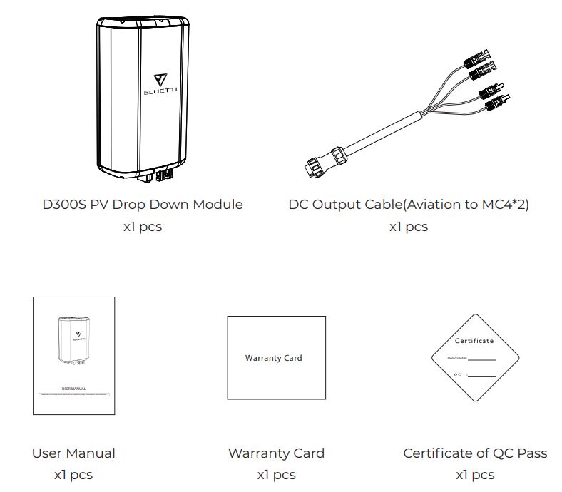 BLUETTI D300S PV Voltage Step Down Module User Manual - WHAT`S IN THE BOX