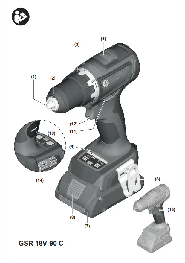 BOSCH GSR 18V-90 C Professional Cordless Drill - Figure 1