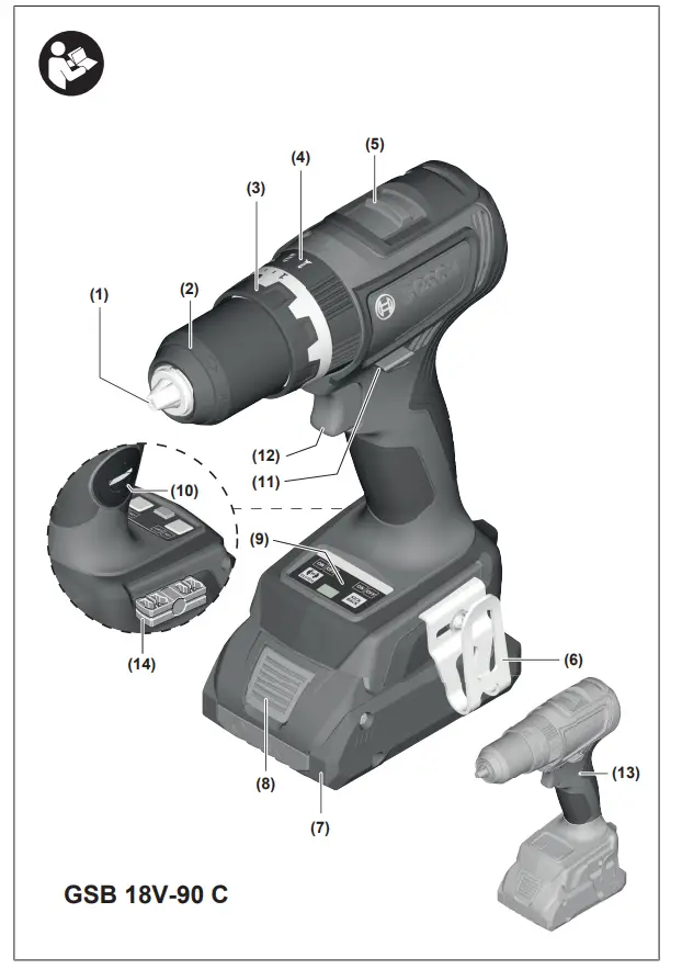 BOSCH GSR 18V-90 C Professional Cordless Drill - Figure 2