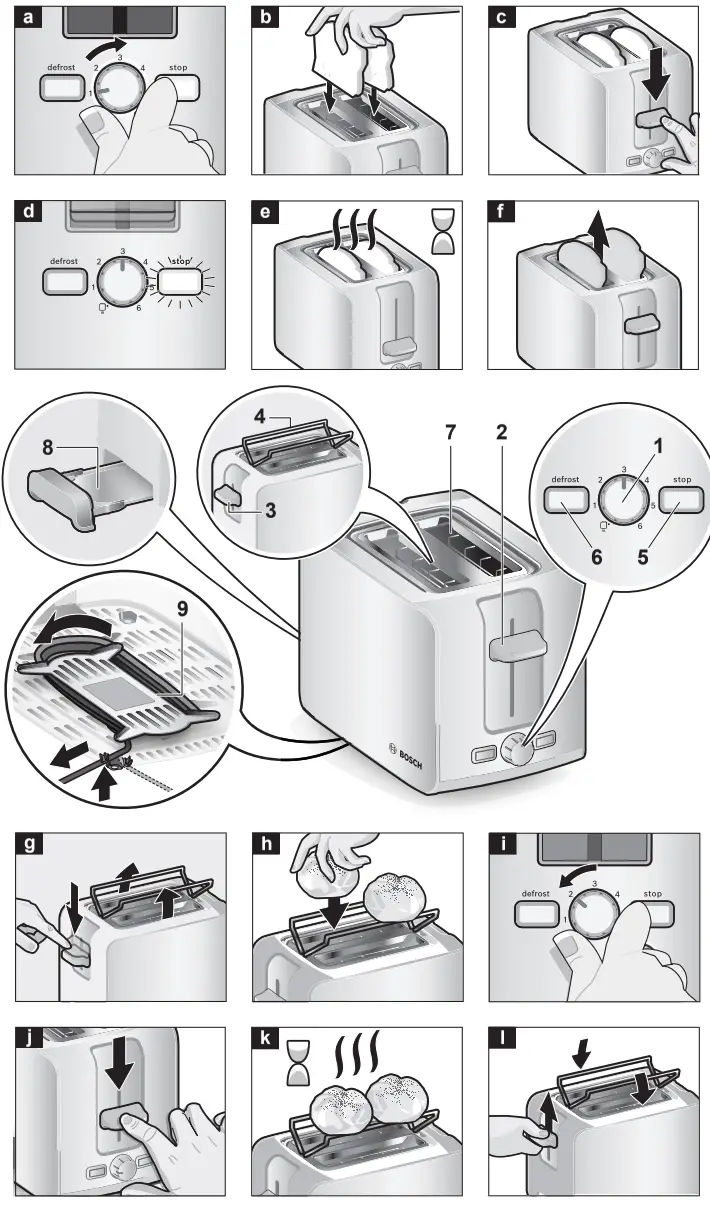BOSCH TAT6A113 Compact 2 Slice Toaster - fig 1.