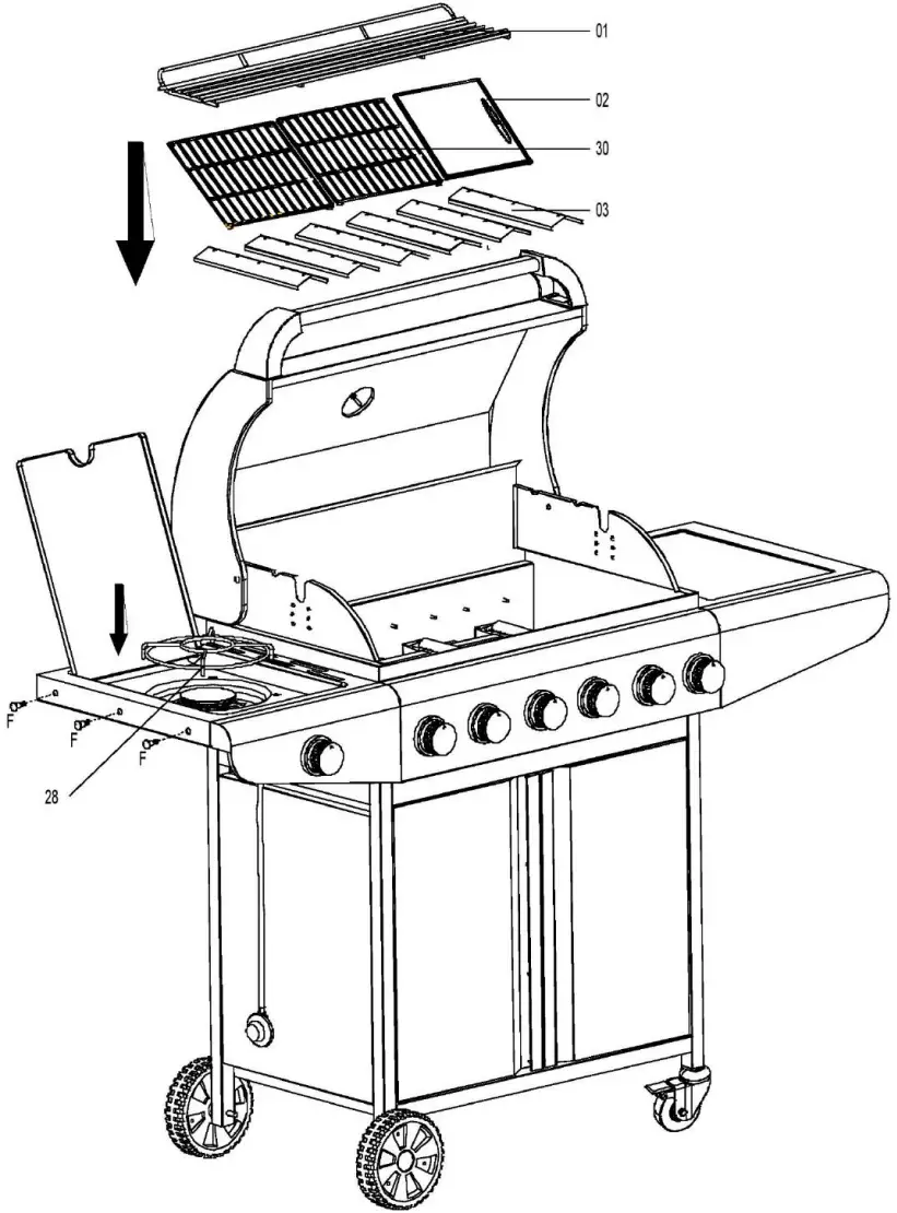 BOSS IQBQ6BCHTB Premium 6 Burner BBQ with Side Burner - Flame Tamers