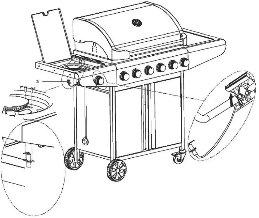 BOSS IQBQ6BCHTB Premium 6 Burner BBQ with Side Burner - Ignition