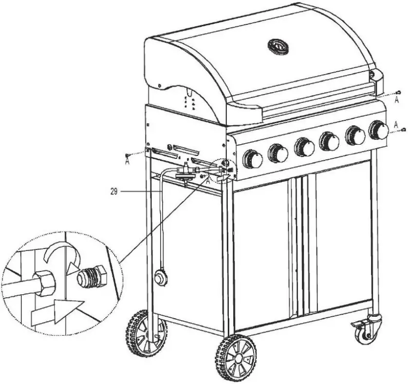 BOSS IQBQ6BCHTB Premium 6 Burner BBQ with Side Burner - Regulator