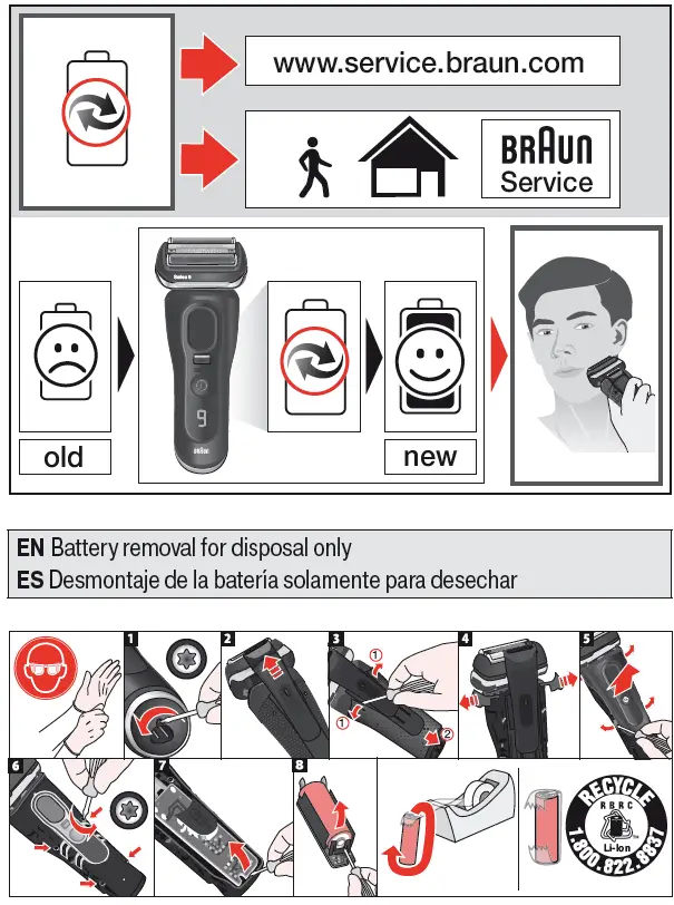 BRAUN 9310cc Sport Shaver with Clean and Charge System 8