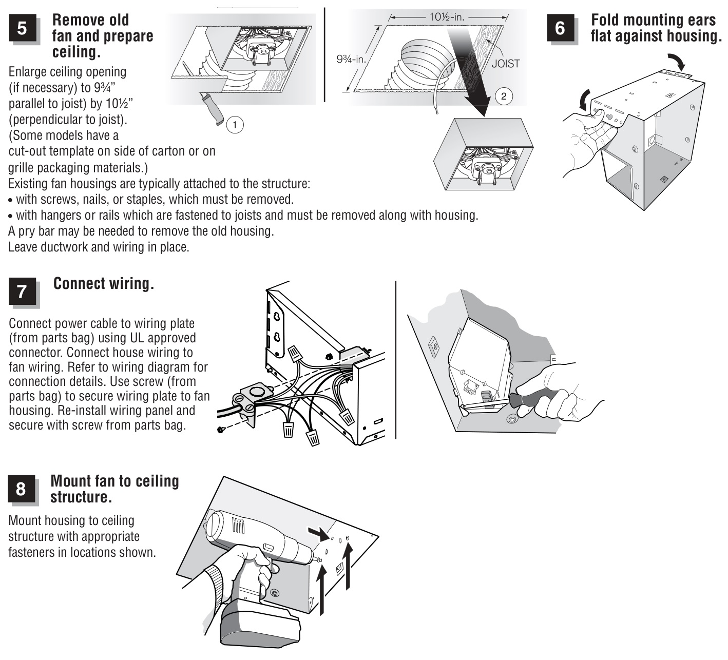 BROAN-NuTone Roomside Flex Series Fan-Light - RETROFIT INSTALLATION