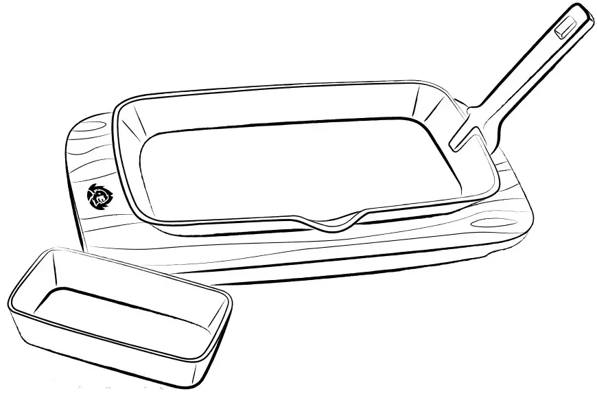 BURNHARD Fajita Pan Cast Iron with Serving Board