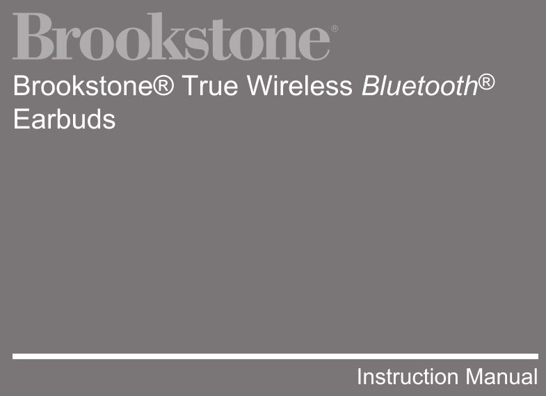 Brookstone True Wireless Bluetooth Earbuds Instruction Manual
