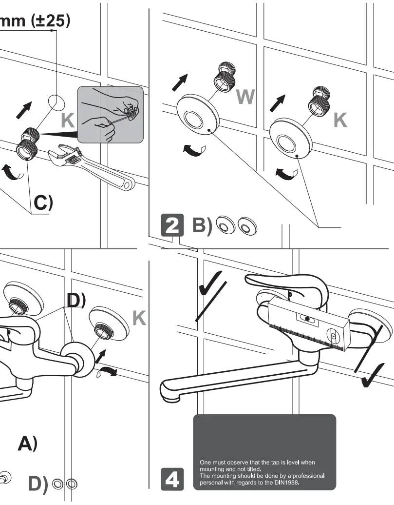 CORNAT P6 Punto Wall Mounted Single Lever Sink Mixer - Figure 2