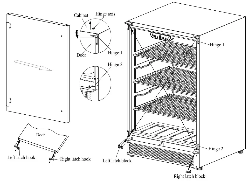 COTLIN HX-90BR Outdoor Refrigerator - To replace the door latch
