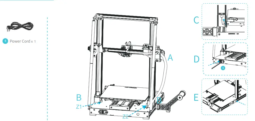 CREALITY CR-10 Smart Sprite All-metal Direct Drive Extruder 3D Printer - Cable Connection