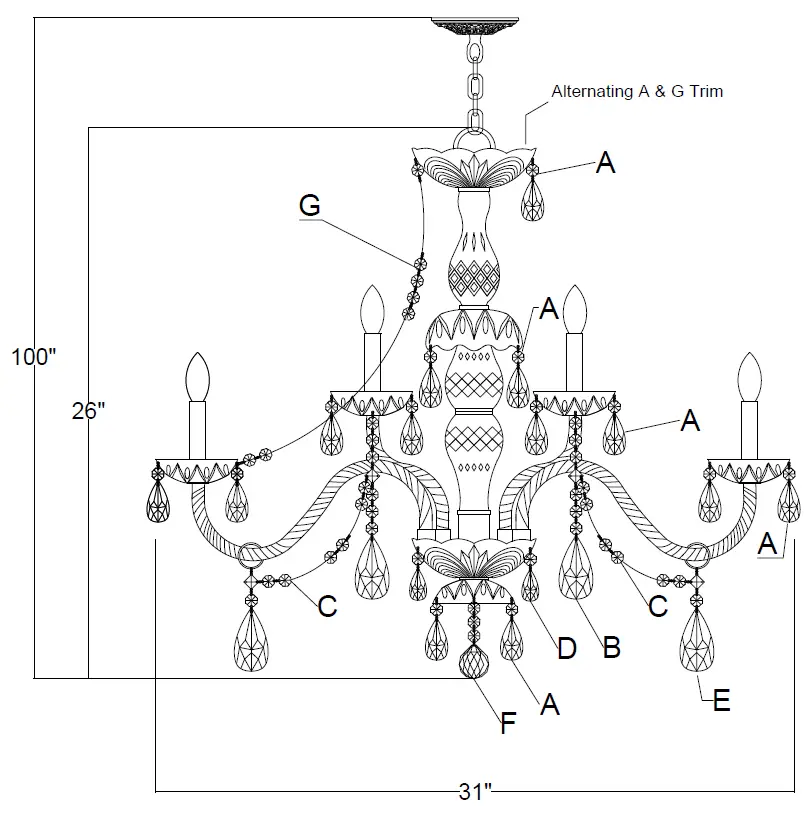 CRYSTORAMA 1130-PB-CL-MWP 24 Inch Tall Polished Brass Chandelier- (3)