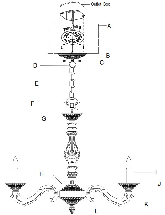 CRYSTORAMA 5026 VB GT MWP Six Light Chandelier - Part Number