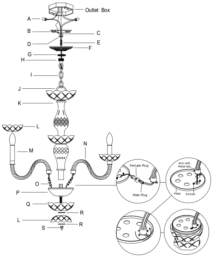 CRYSTORAMA 5086 PB CL MWP Five Light Chandelier - DETAILED 1