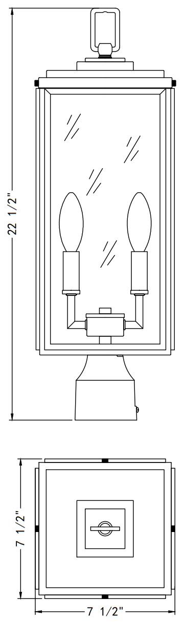 CRYSTORAMA BYR80109MK Three Light Outdoor Post Mount - fig 1