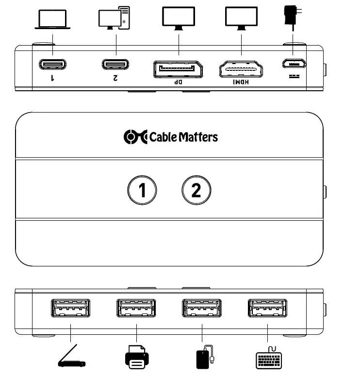 Cable Matters 201085 USB-C KVM Switch for 2 Computers 3