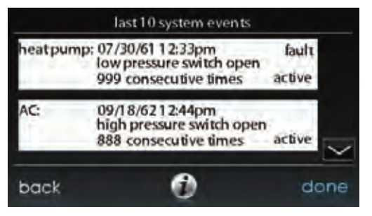 Carrier Infinity Touch Control - Last 10 System Faults