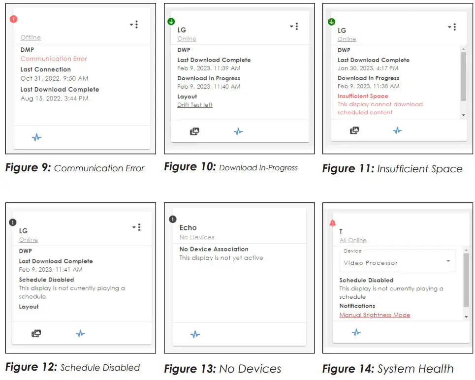 DAKTRONICS DD5102252 Venus Control Suite Monitoring App - Device Status