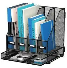 DALTACK-A3-Magazine-File-Holder-Desk-Organizer-with-4-Vertical-File-Holder-and-Drawer -product-image