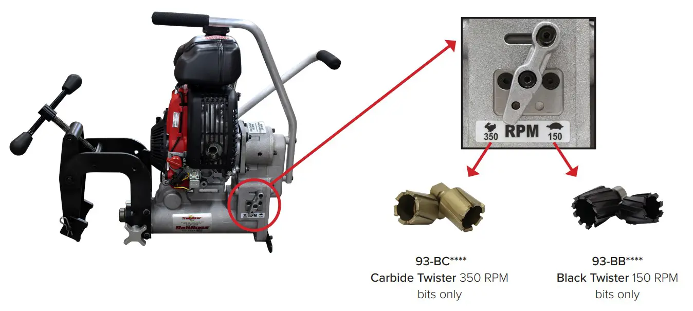 DAVANAC INC RB2SPD Two Speed Gas Rail Drill - fig1